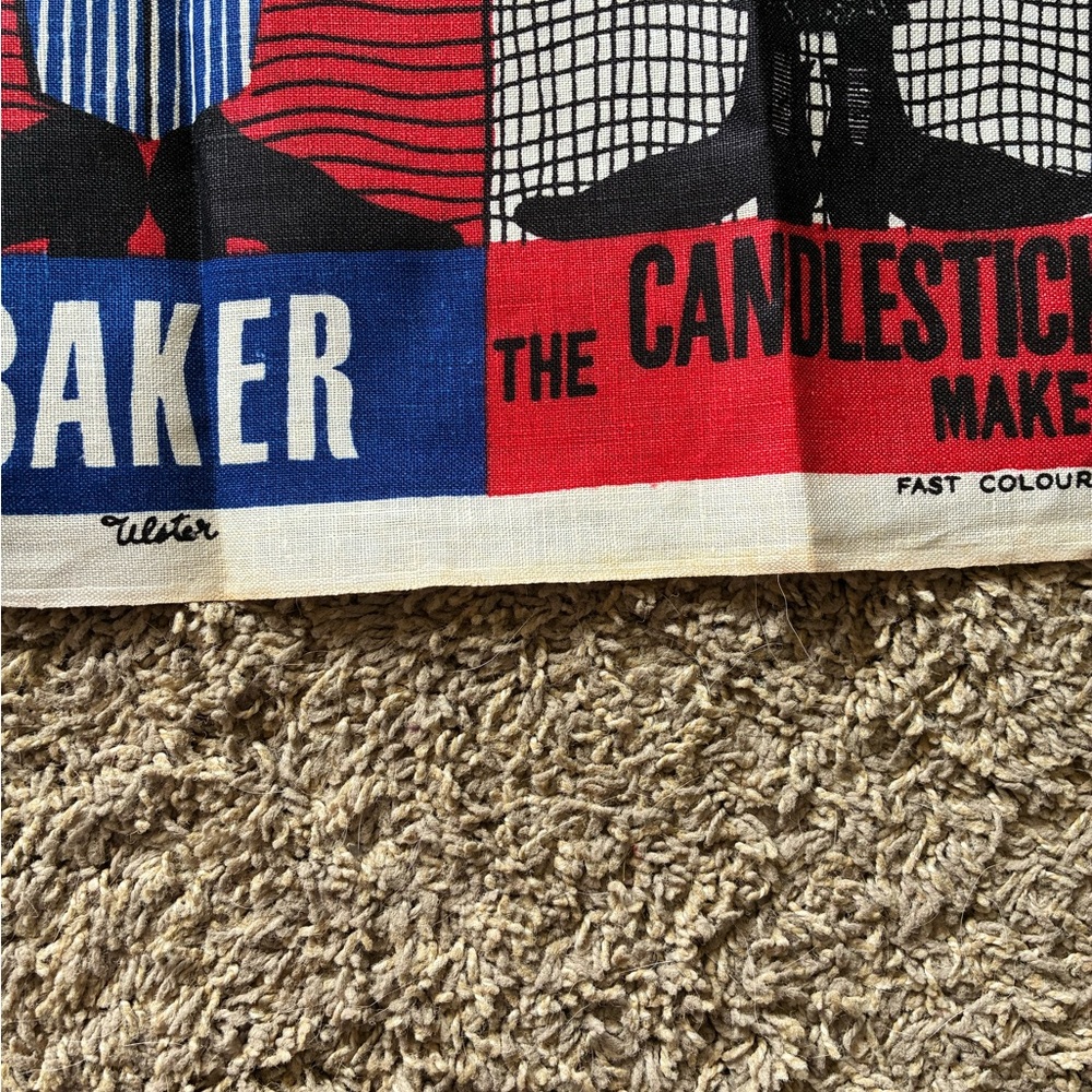 Vintage Irish Linen Tea Towel The Butcher The Baker Candlestick Maker - Picture 3 of 3
